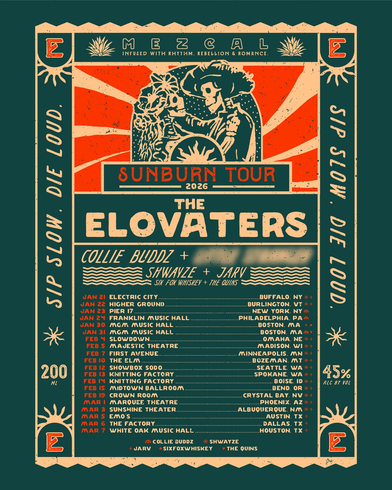 The Elovaters The Sunburn Tour Tour Poster 2024